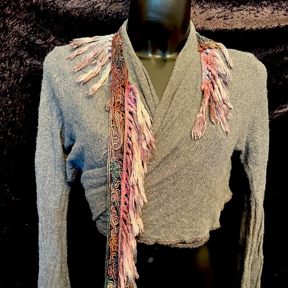 Luthganda Original Women’s One of A Kind Half Sweater W/Embellishments. Size M